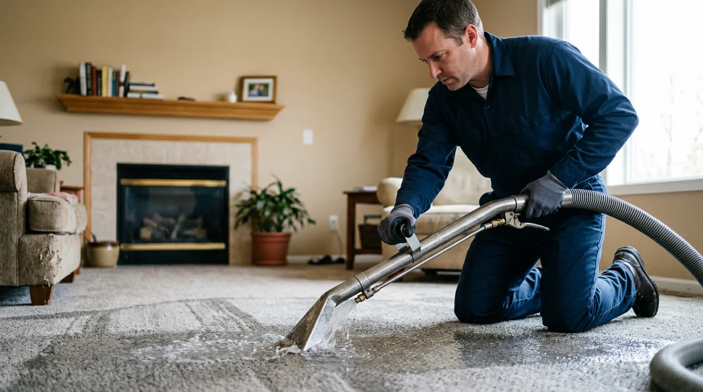 Water damage restoration technician working near Wolfforth, TX